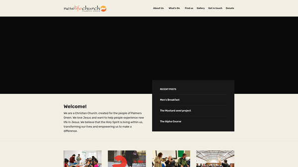 Screenshot of the Newlife Church, Palmers Green website