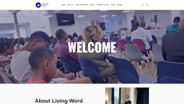 Screenshot of the Living Word Christian Centre -Afmim UK website