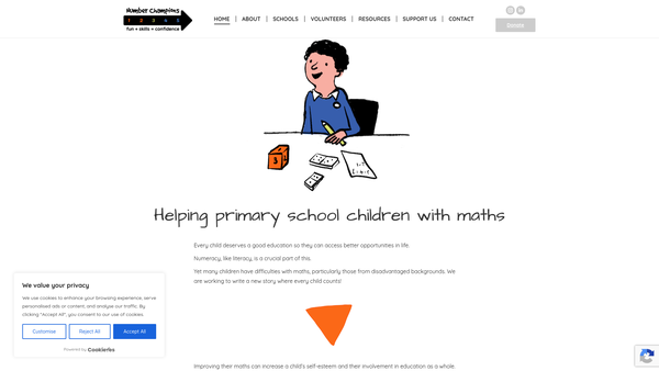 Screenshot of the Number Champions website