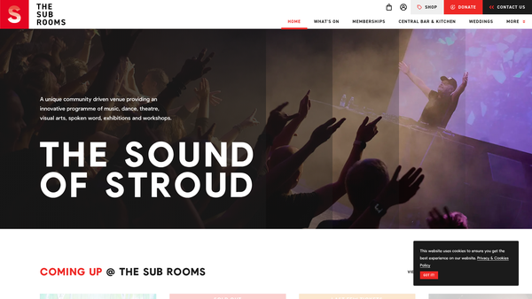 Screenshot of the Stroud Subscription Rooms Trust website