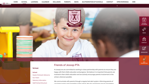 Screenshot of the Friends Of Jessop PTA website