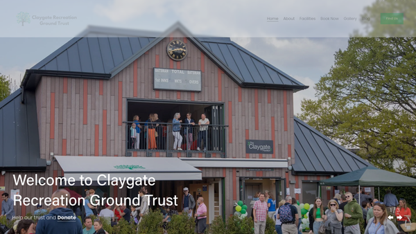Screenshot of the Claygate Recreation Ground Trust website