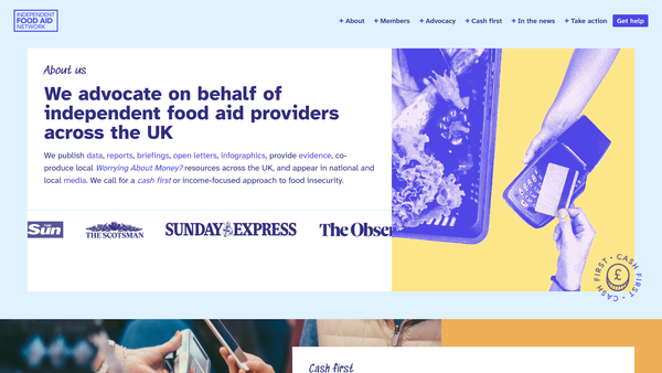Screenshot of the Independent Food Aid Network website