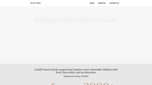 Screenshot of the M.a.d.4 Kids website
