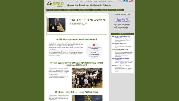 Screenshot of the The Acseed Initiative website
