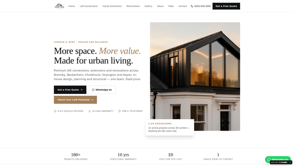 Screenshot of the Nested website