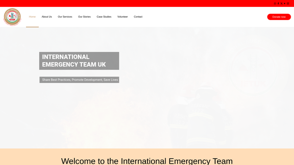 Screenshot of the International Emergency Team UK website