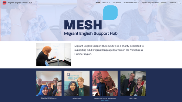 Screenshot of the Migrant English Support Hub website