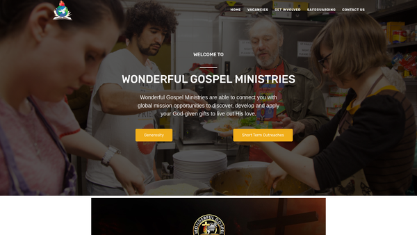 Screenshot of the Wonderful Gospel Ministries website