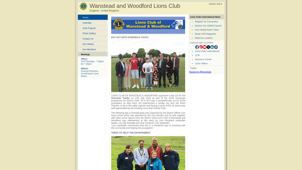 Screenshot of the Lions Club Of Wanstead And Woodford website