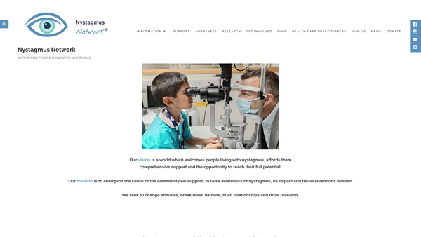 Screenshot of the Nystagmus Network website