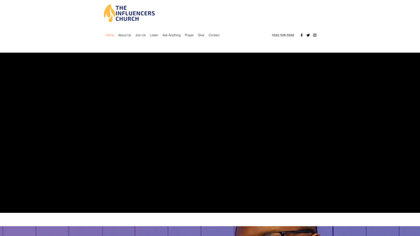 Screenshot of the The Influencers Church website