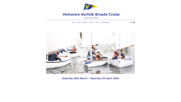 Screenshot of the The Venturers Norfolk Broads Cruise website
