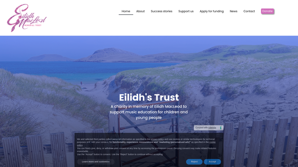 Screenshot of the Eilidh Macleod Memorial Trust website