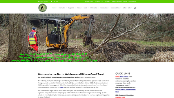 Screenshot of the North Walsham And Dilham Canal Trust website