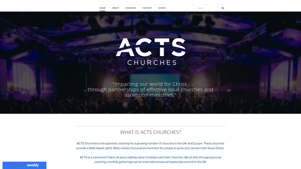 Screenshot of the Acts Churches UK website