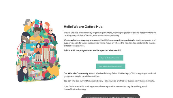 Screenshot of the Oxford Hub website