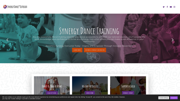 Screenshot of the Synergy Dance Outreach website