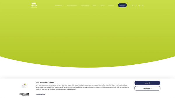 Screenshot of the Hendy Foundation website