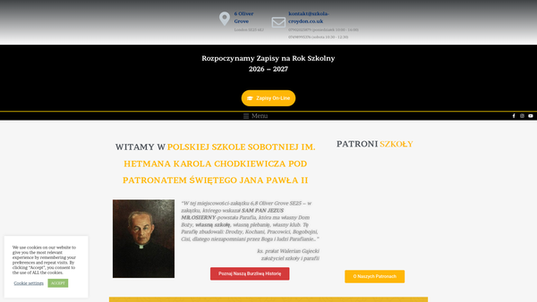 Screenshot of the Polska Szkola Sobotnia Im.hetmana Karola Chodkiewicza Pod Patronatem Swietego Jana Pawla Ii website