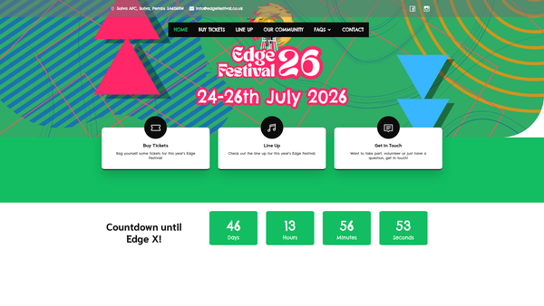 Screenshot of the Solva Edge Festival Limited website