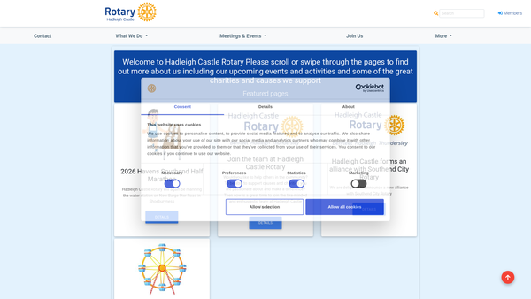 Screenshot of the Rotary Club Of Hadleigh Castle Trust Fund website