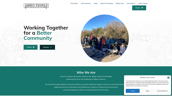 Screenshot of the Abbey People CIO website