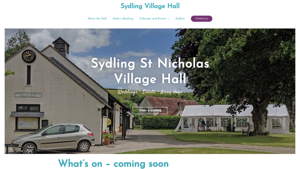Screenshot of the Sydling Village Hall CIO website