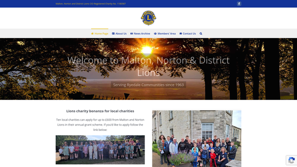 Screenshot of the Malton, Norton And District Lions Club website