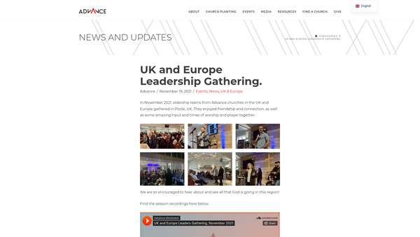 Screenshot of the Advance Movement UK website