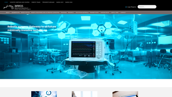 Screenshot of the British And Irish Association Of Robotic Gynaecological Surgeons website