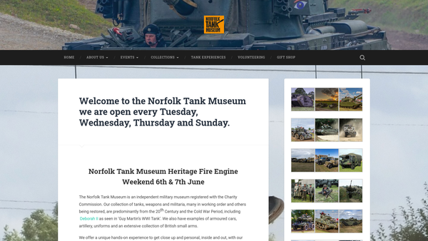 Screenshot of the Norfolk Tank Museum website