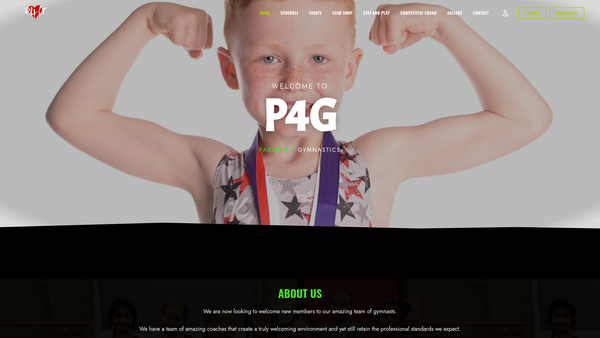 Screenshot of the Ribble Valley Gymnastics Academy website