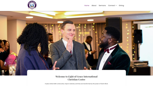 Screenshot of the Light Of Grace International Christian Centre website