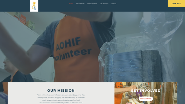 Screenshot of the Action On Homelessness In Folkestone website
