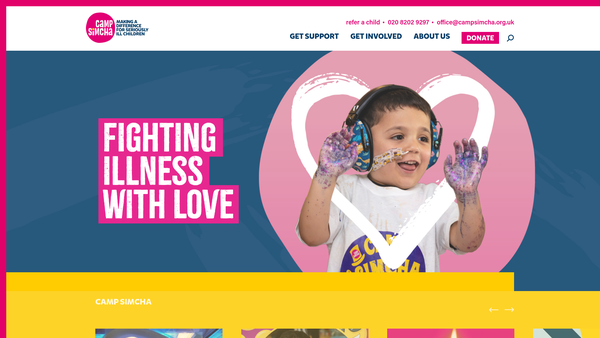 Screenshot of the Camp Simcha website