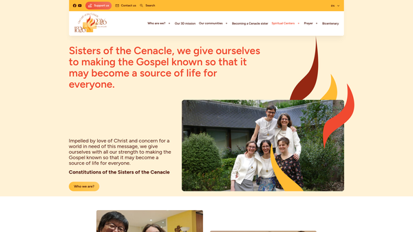 Screenshot of the Congregation Of Our Lady Of The Retreat In The Cenacle website