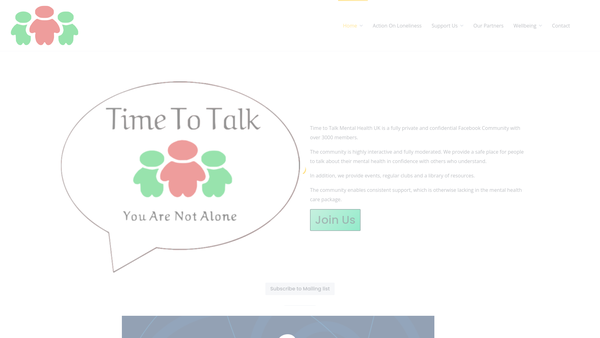 Screenshot of the Time To Talk Mental Health UK website
