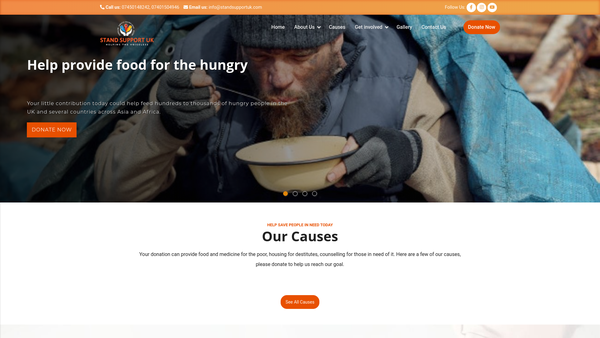 Screenshot of the Stand Support UK website