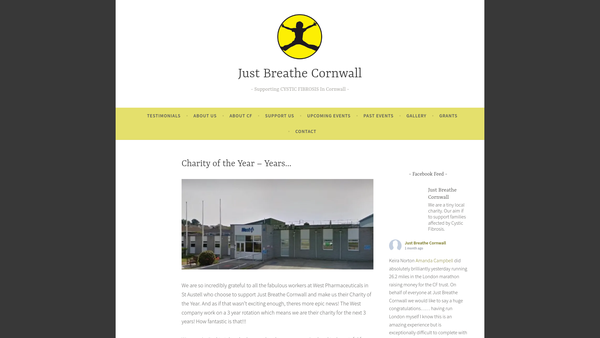 Screenshot of the Just Breathe Cornwall website