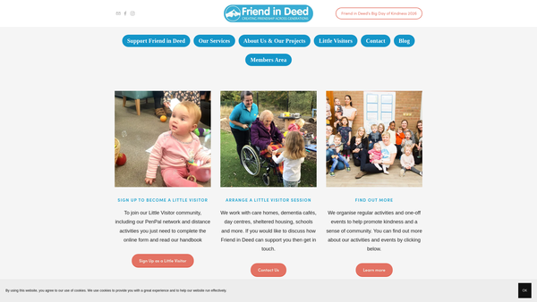 Screenshot of the Friend In Deed website