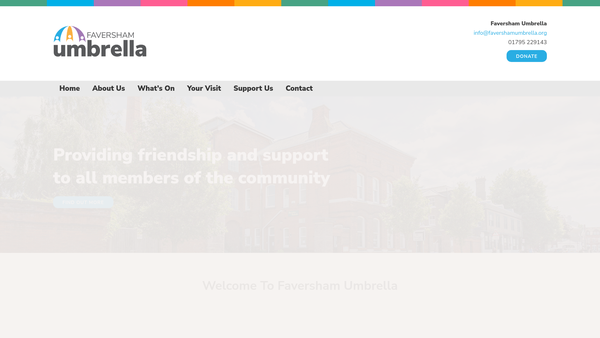 Screenshot of the Faversham Umbrella website