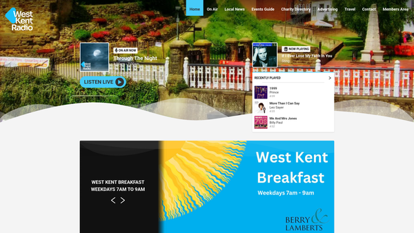 Screenshot of the West Kent Community Radio website