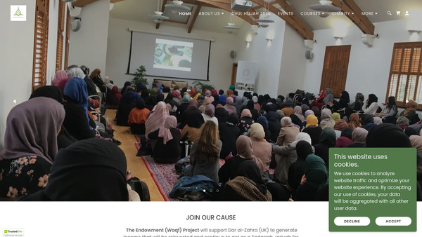Screenshot of the Dar Al-Zahra website