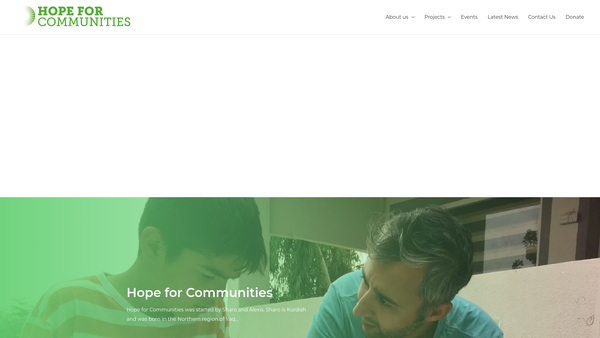 Screenshot of the Hope For Communities website