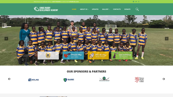 Screenshot of the Kings Rugby Development Academy website