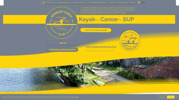 Screenshot of the Newbury Canoe Club website