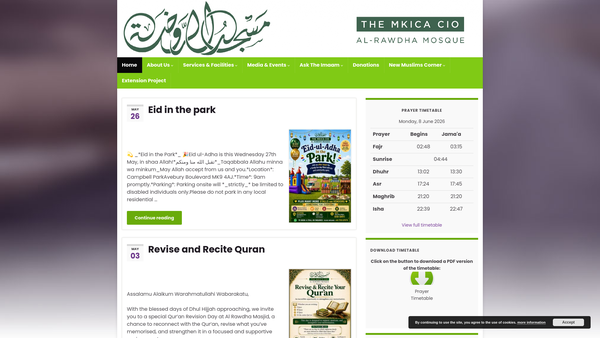 Screenshot of the The Milton Keynes Islamic And Cultural Association CIO website