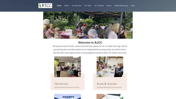 Screenshot of the Birmingham Jewish Community Care website