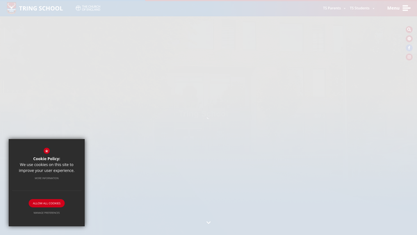 Screenshot of the Fundraising for Tring School Trust website